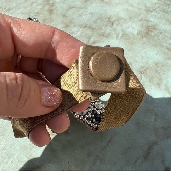 EMBROIDERED with beads and studs belts Sz S stretchy back - Picture 4 of 7